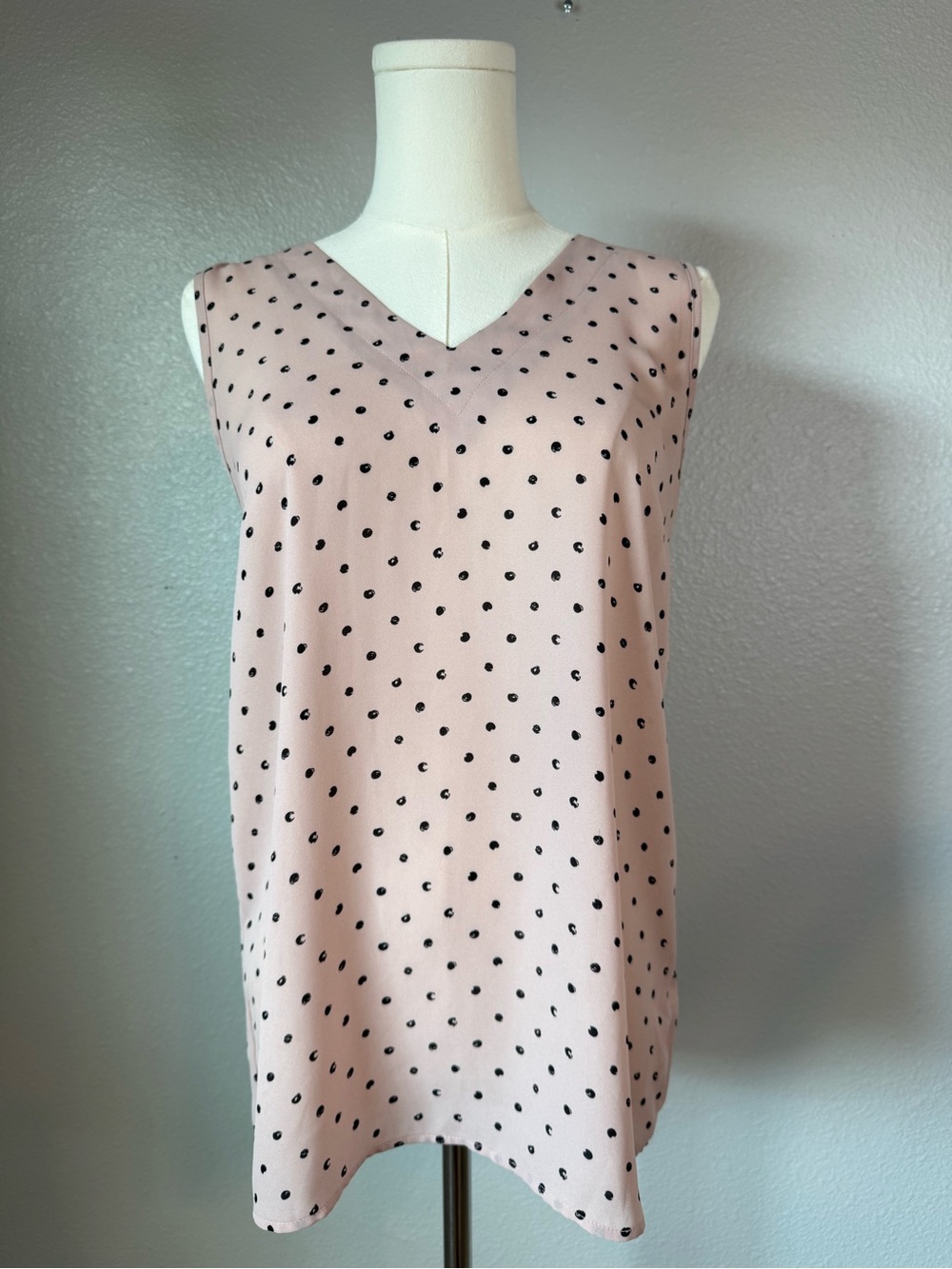 Maurices Blush Pink Polka Dot Sleeveless Blouse Open Back XS
